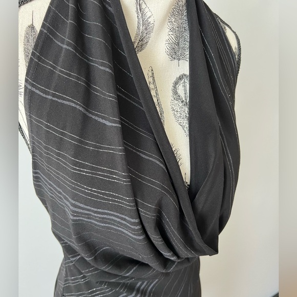 V.O.V.O Black Pinstripe sparkle asymmetrical dress - Picture 4 of 6